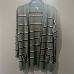 Striped Green Cardigan Sweater